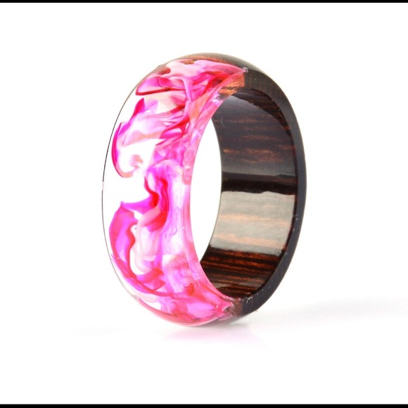 🆕 NEW Wood Resin Flower Rings For Women Resin Ring with Dried Flowers - Picture 4 of 7